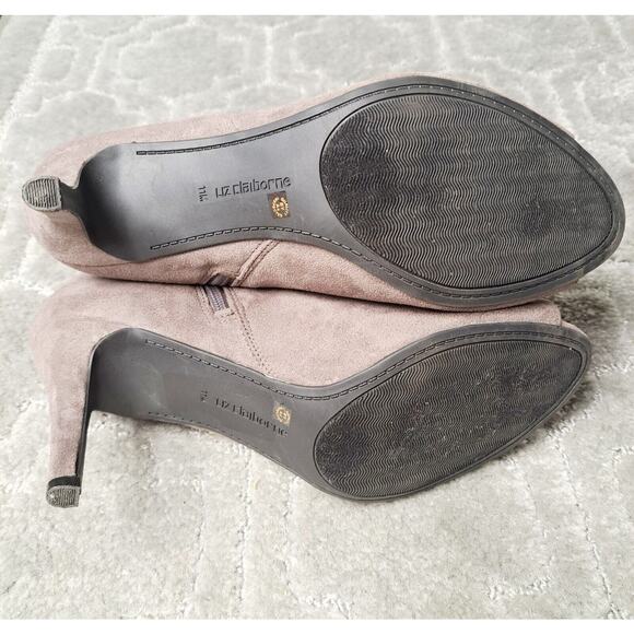 Liz Claiborne SOLSTICE Ankle Boots Womens Size 11M beigy gray peep toe heels - Picture 12 of 14